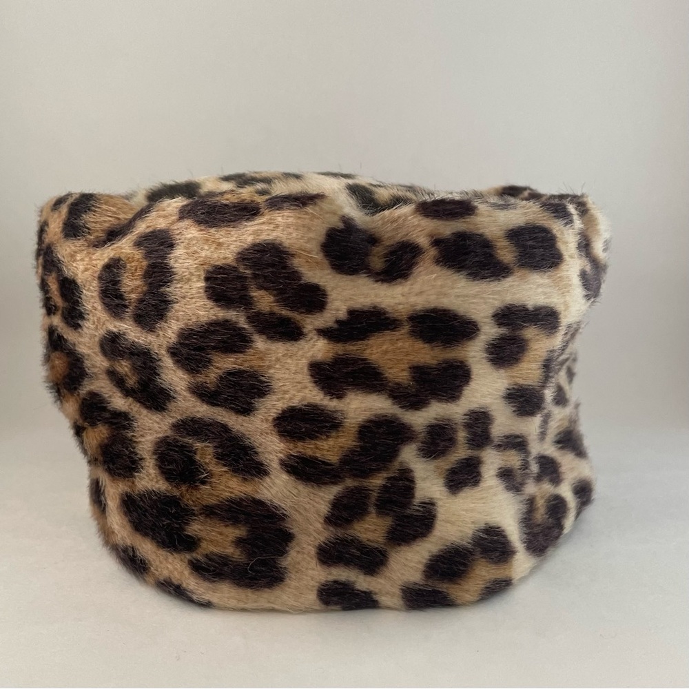 Vintage Leopard Print Faux Fur Pillbox Hat